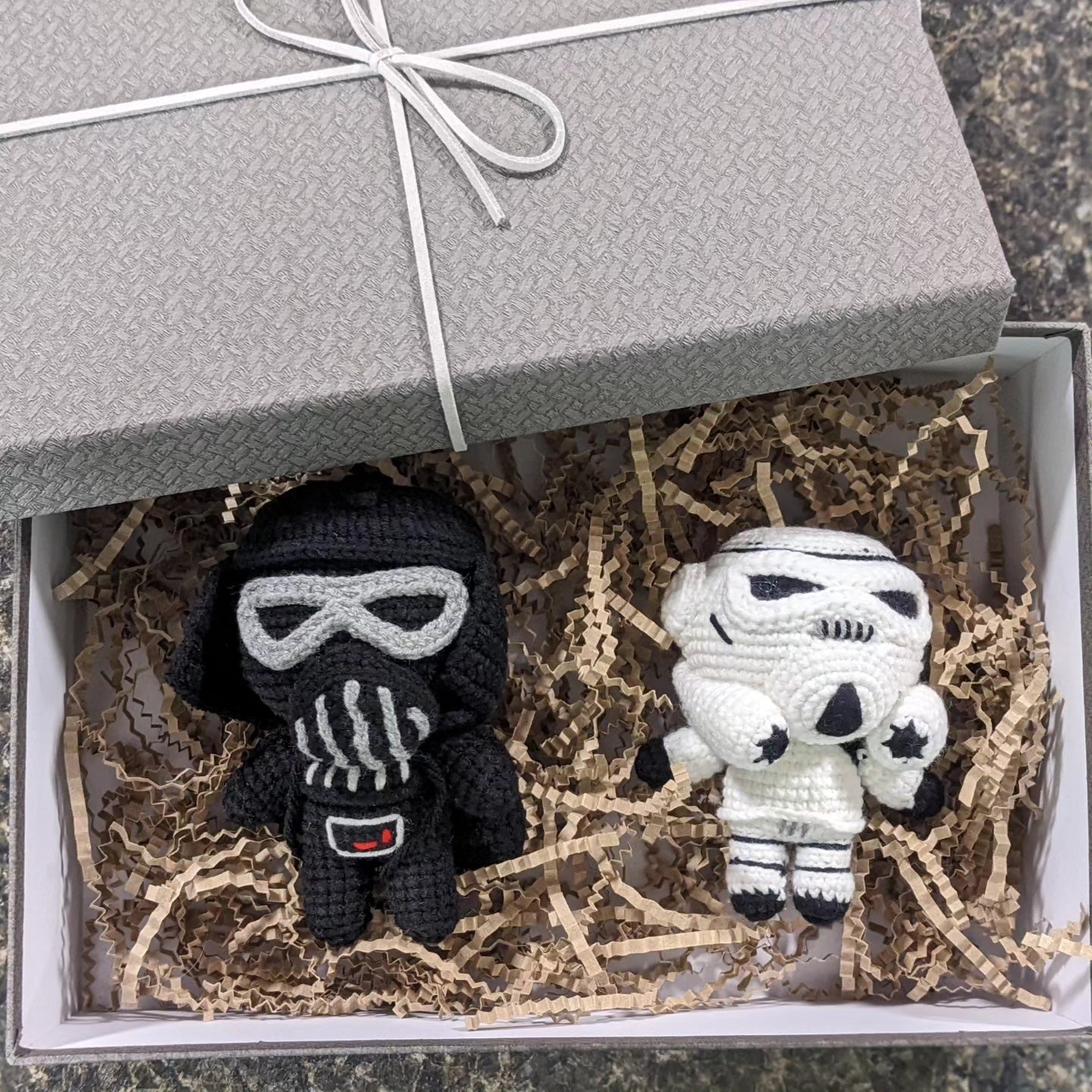 Handmade Star Wars Amigurumi Doll Sets - Darth Vader, Stormtrooper, Mandalorian & Grogu - Ready to Ship