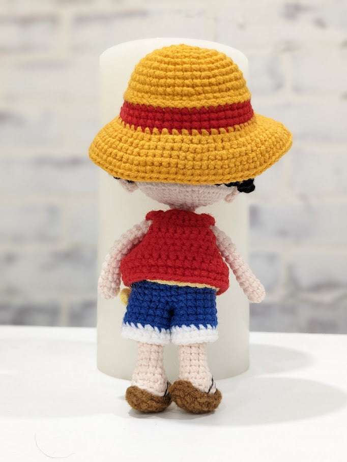 Luffy Amigurumi Doll - Fully Posable with Removable Clothing - Handmade Crochet -Ready to Ship