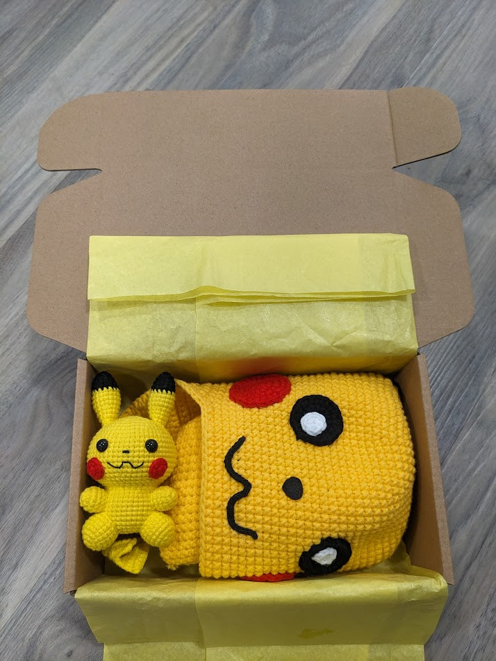 Pikachu, Pokémon Winter Hat with Ear Flaps, Beanie, Toque - Handmade Crochet