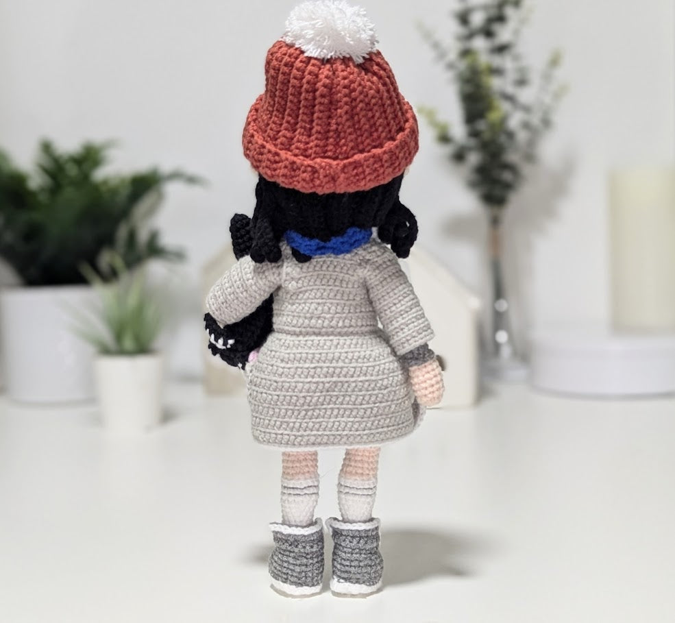 Handmade Posable Crochet Doll with Removable Clothing & Pet Choice - Ready to Ship