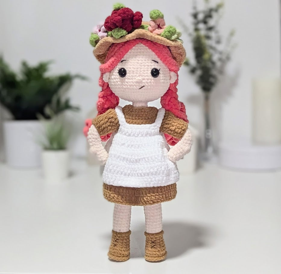 Anne Doll with Removable Clothes & Accessories, Handmade Crochet