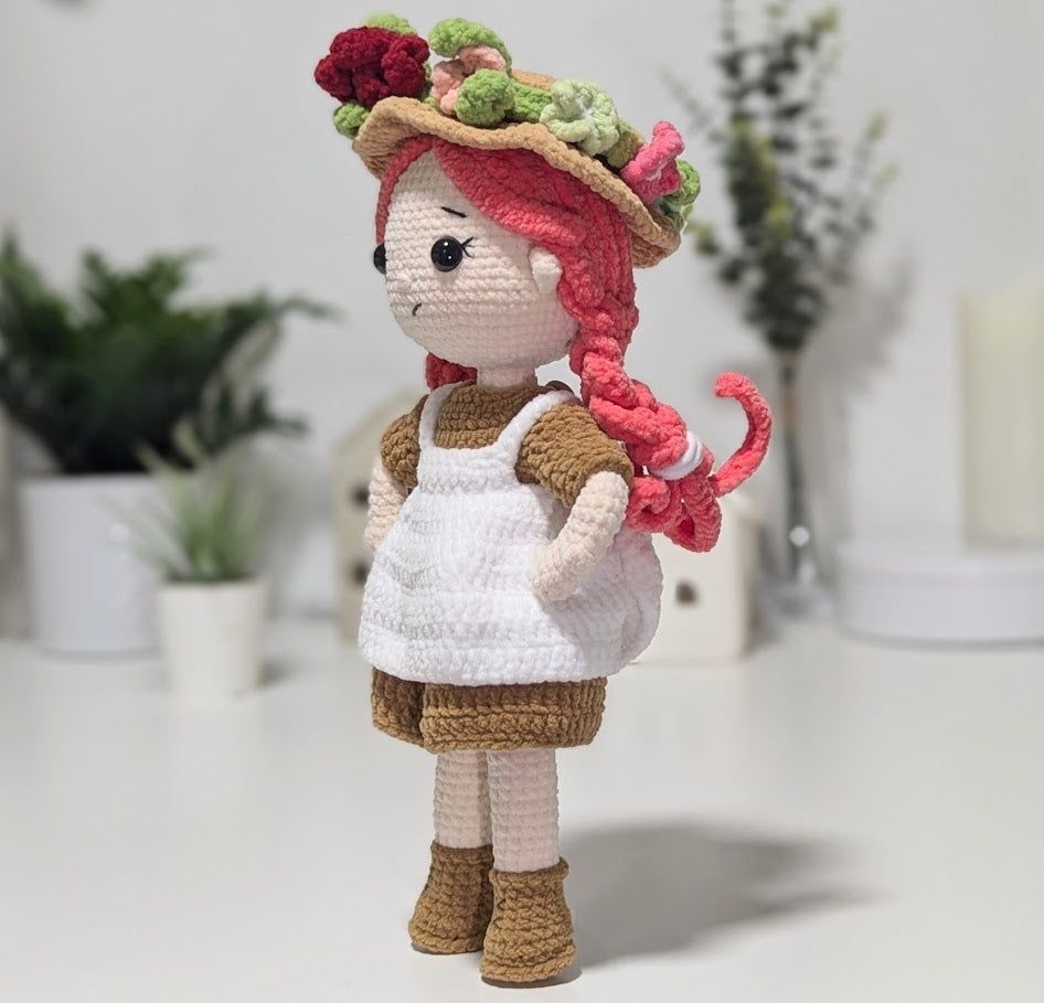 Anne Doll with Removable Clothes & Accessories, Handmade Crochet