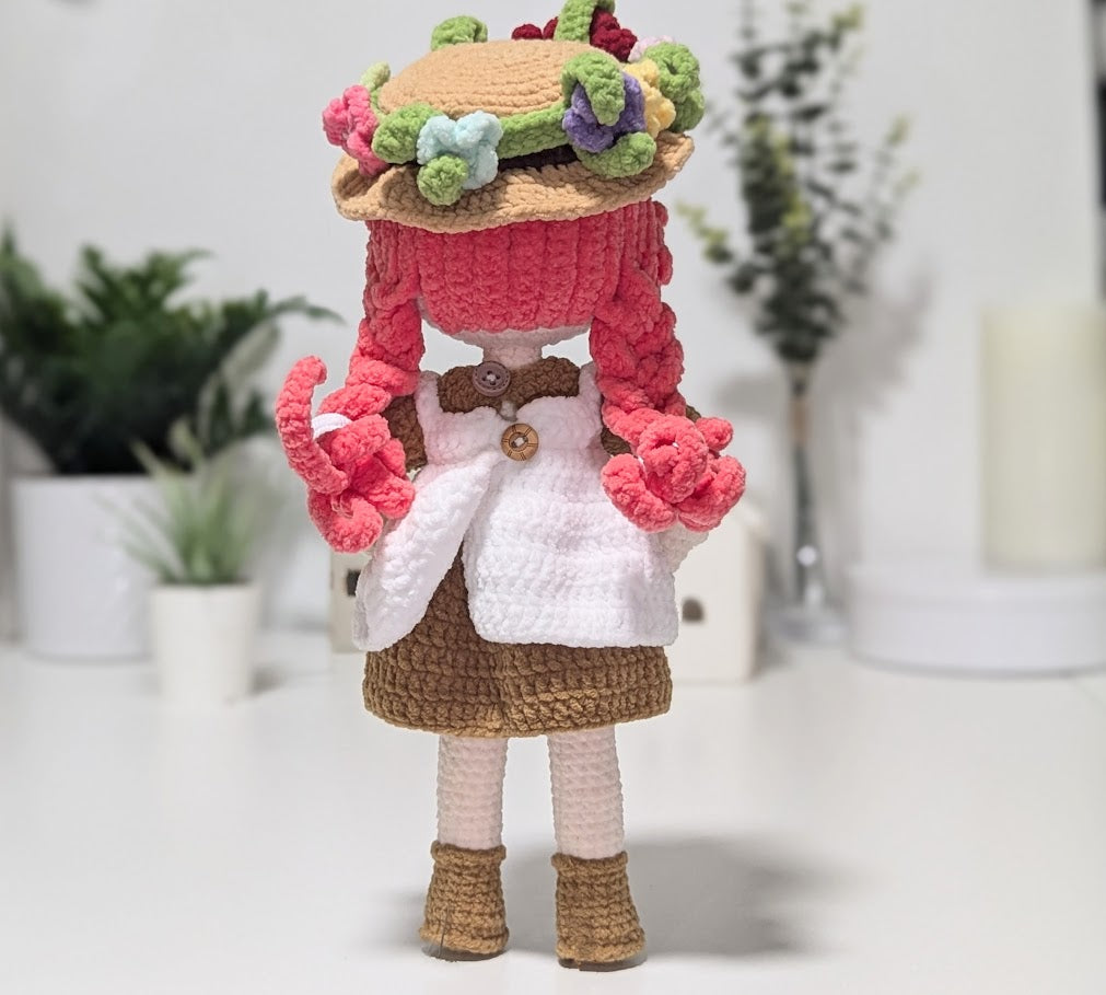 Anne Doll with Removable Clothes & Accessories, Handmade Crochet