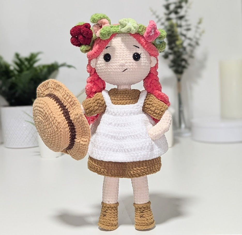 Anne Doll with Removable Clothes & Accessories, Handmade Crochet