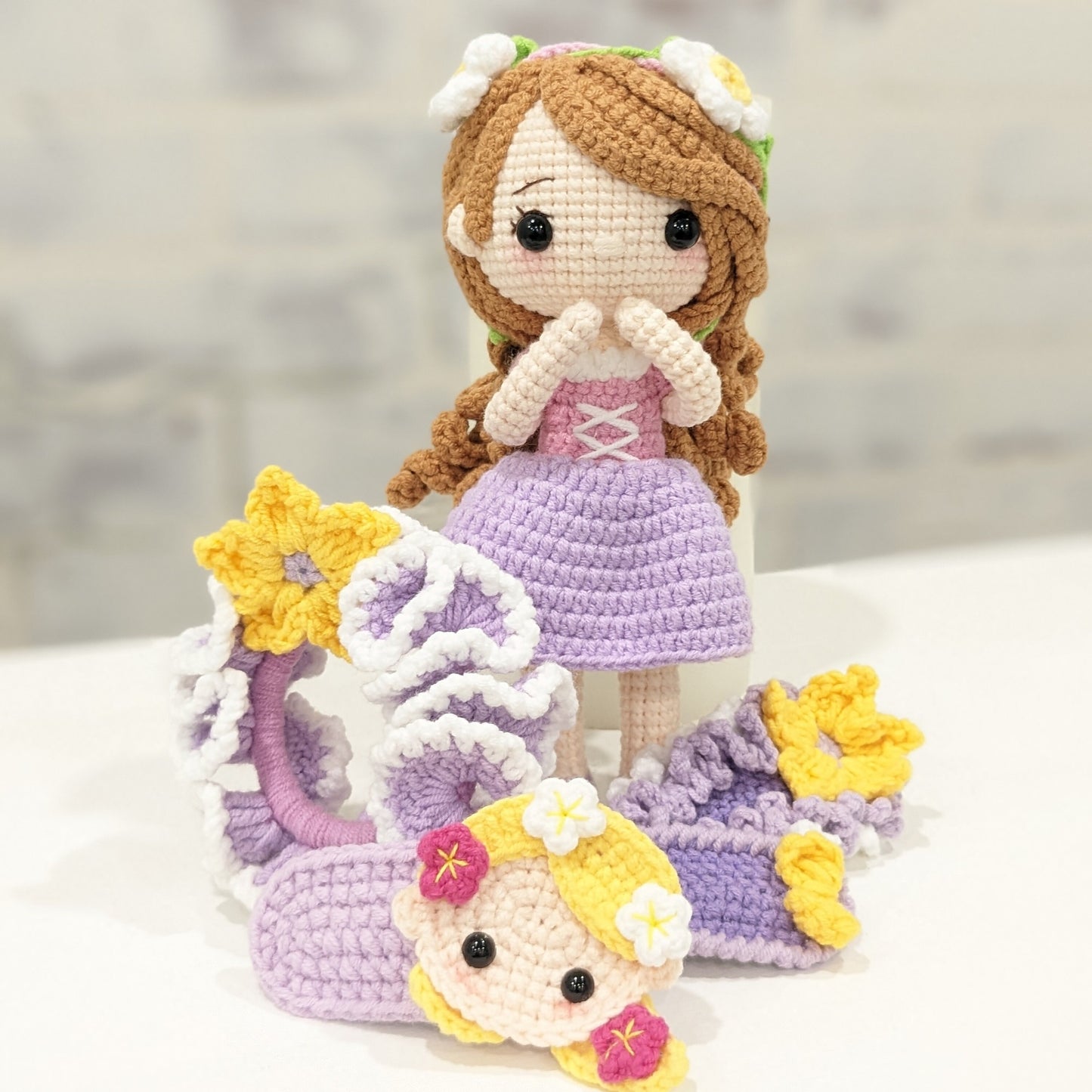 Princess & Fairy Tale Dolls with Matching Hair Accessories, Handmade Crochet Amigurumi, Christmas or Birthday gift