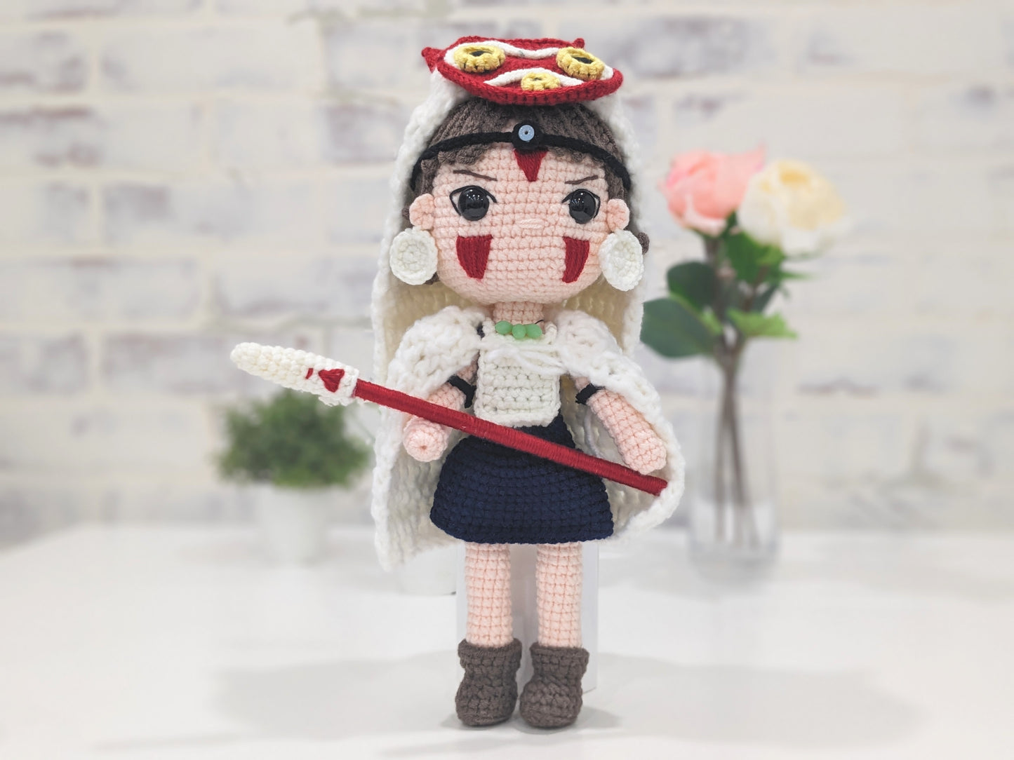 Princess Mononoke Dolls - San and Ashitaka - Handmade Crochet Amigurumi Doll - Made to Order