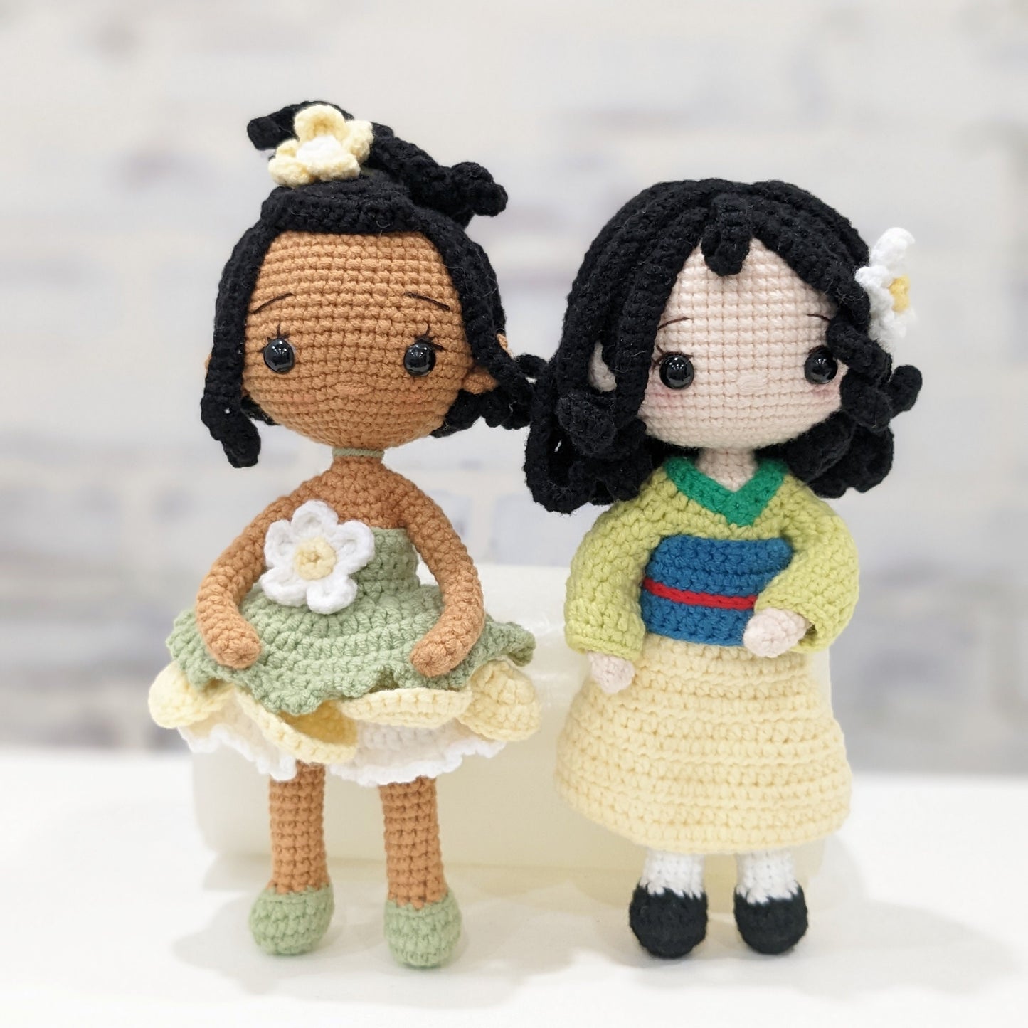 Princess Dolls, Posable Handmade Crochet Amigurumi Dolls Moana, Cinderella, Belle, Snow White, Rapunzel, Tiana, Jasmine, Merida