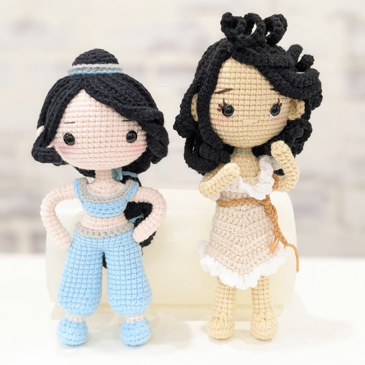 Princess Dolls, Posable Handmade Crochet Amigurumi Dolls Moana, Cinderella, Belle, Snow White, Rapunzel, Tiana, Jasmine, Merida
