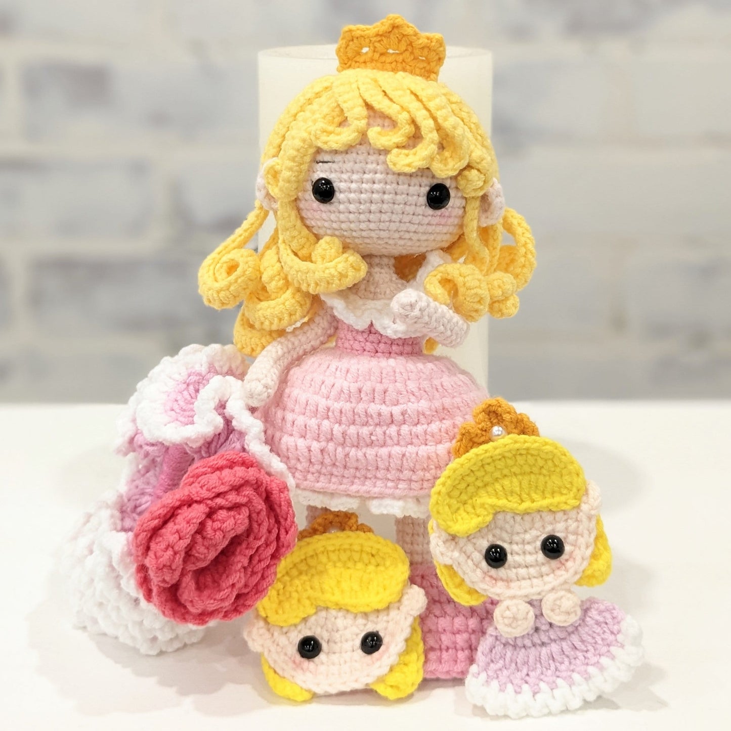Princess & Fairy Tale Dolls with Matching Hair Accessories, Handmade Crochet Amigurumi, Christmas or Birthday gift