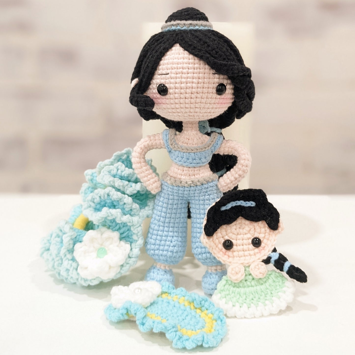 Princess & Fairy Tale Dolls with Matching Hair Accessories, Handmade Crochet Amigurumi, Christmas or Birthday gift