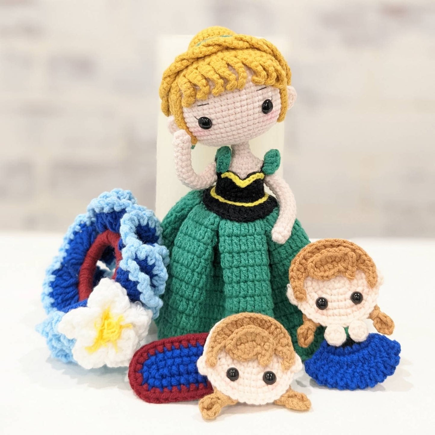 Princess doll, hair clips, scrunchie, hand made crochet, present for girls, birthday gifts