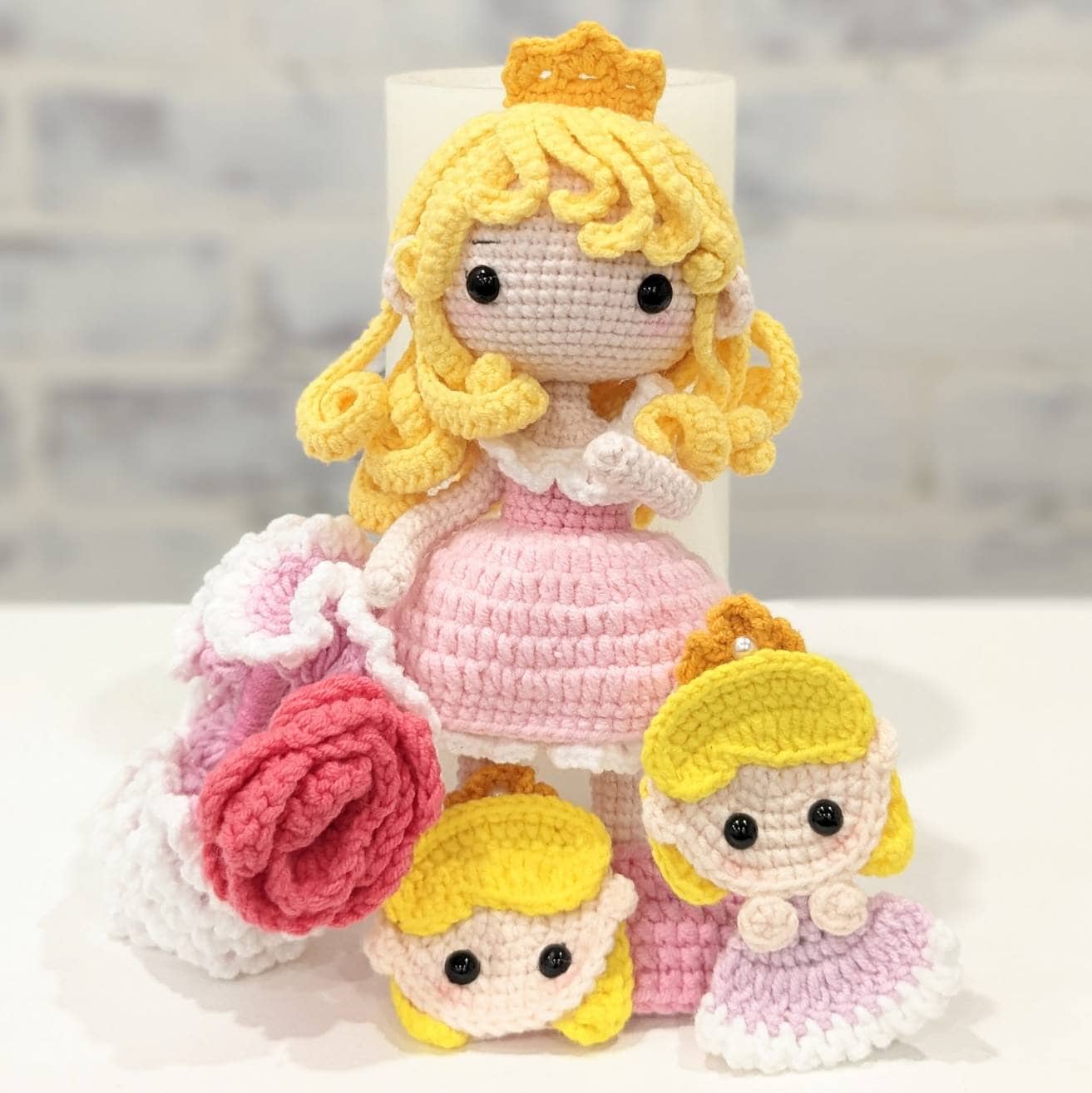 Princess doll, hair clips, scrunchie, hand made crochet, present for girls, birthday gifts