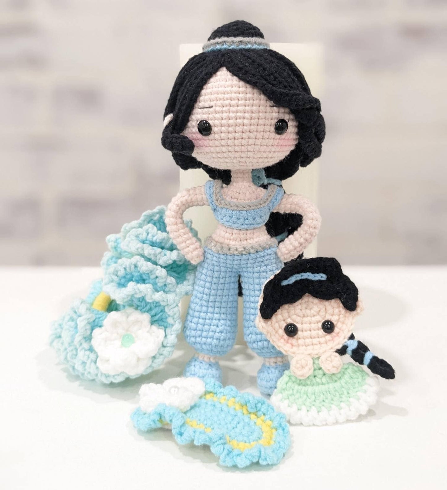 Princess doll, hair clips, scrunchie, hand made crochet, present for girls, birthday gifts