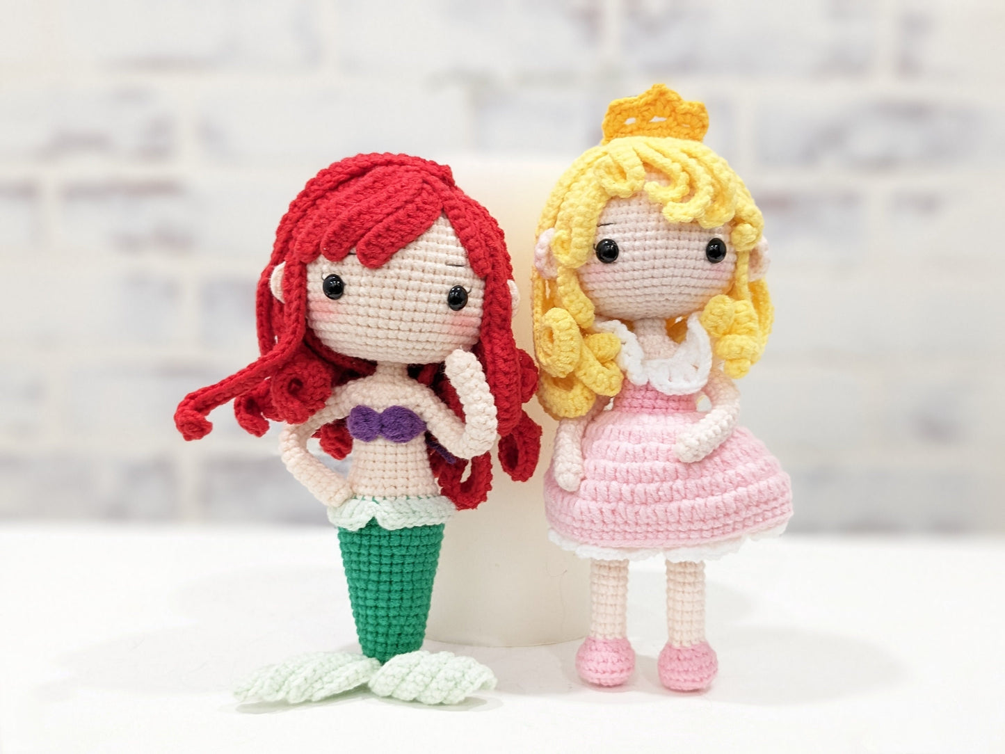 Princess Dolls, Posable Handmade Crochet Amigurumi Dolls Moana, Cinderella, Belle, Snow White, Rapunzel, Tiana, Jasmine, Merida