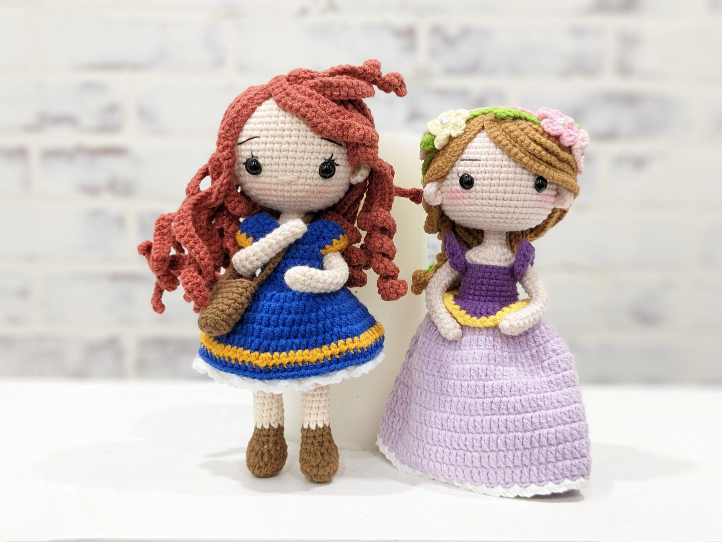 Princess Dolls, Posable Handmade Crochet Amigurumi Dolls Moana, Cinderella, Belle, Snow White, Rapunzel, Tiana, Jasmine, Merida