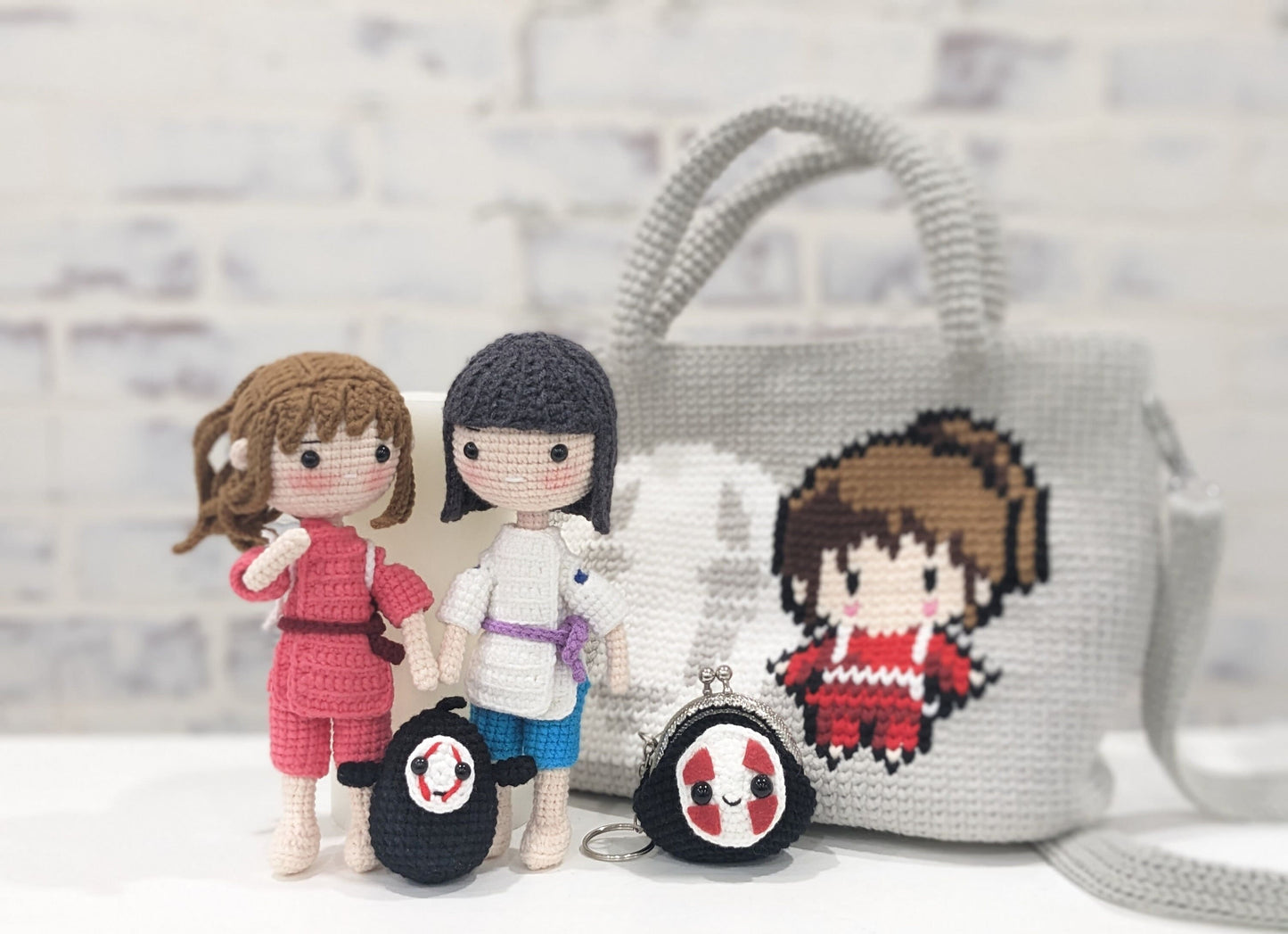 Chihiro & Haku, Spirited Away, Handmade Crochet Amigurumi Doll, Ghibli, Miyazaki, readymade, in stock!