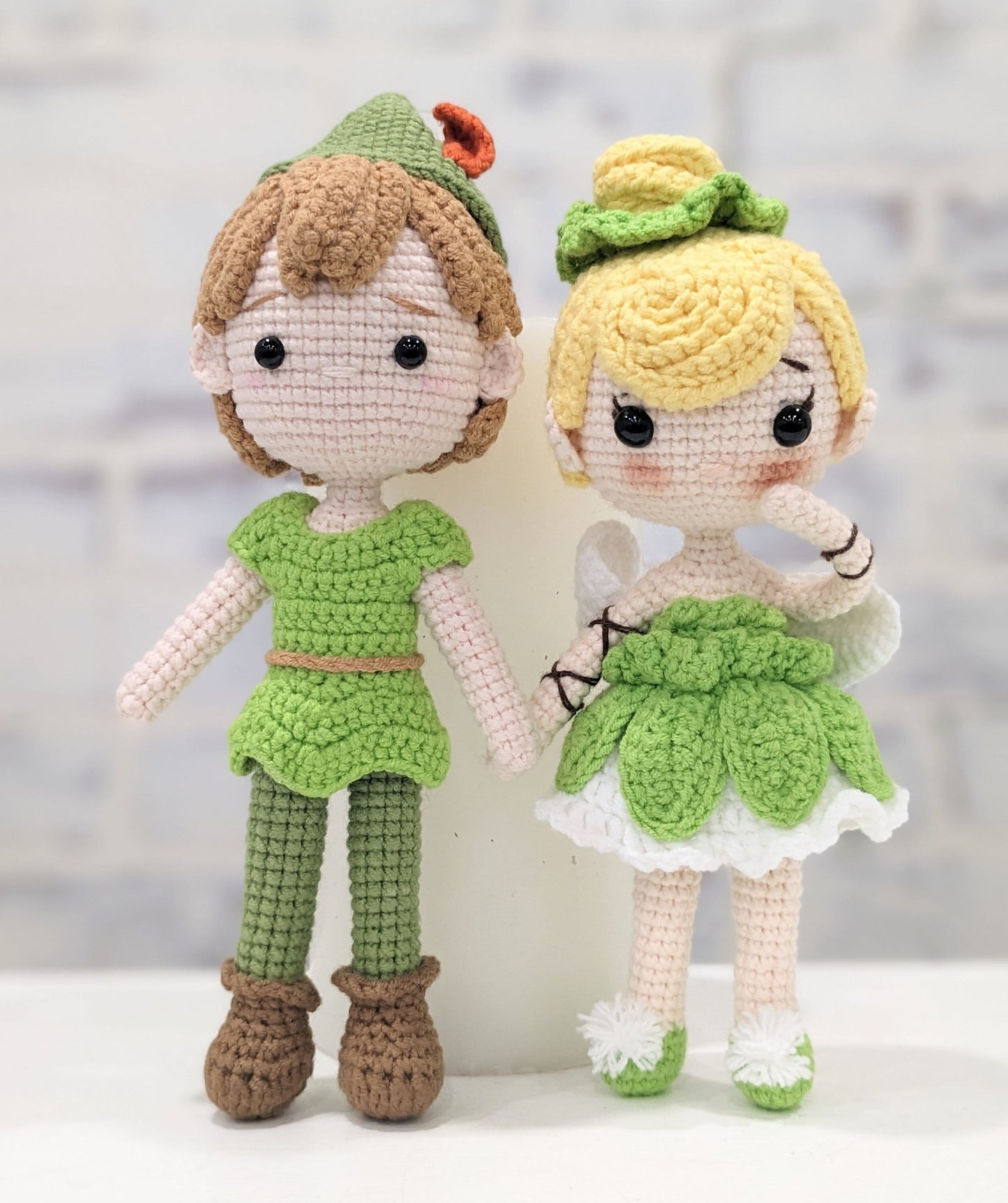 Peter Pan Doll Set, Handmade Crochet Amigurumi, Disney Peter Pan, Tinkerbell, Gift!