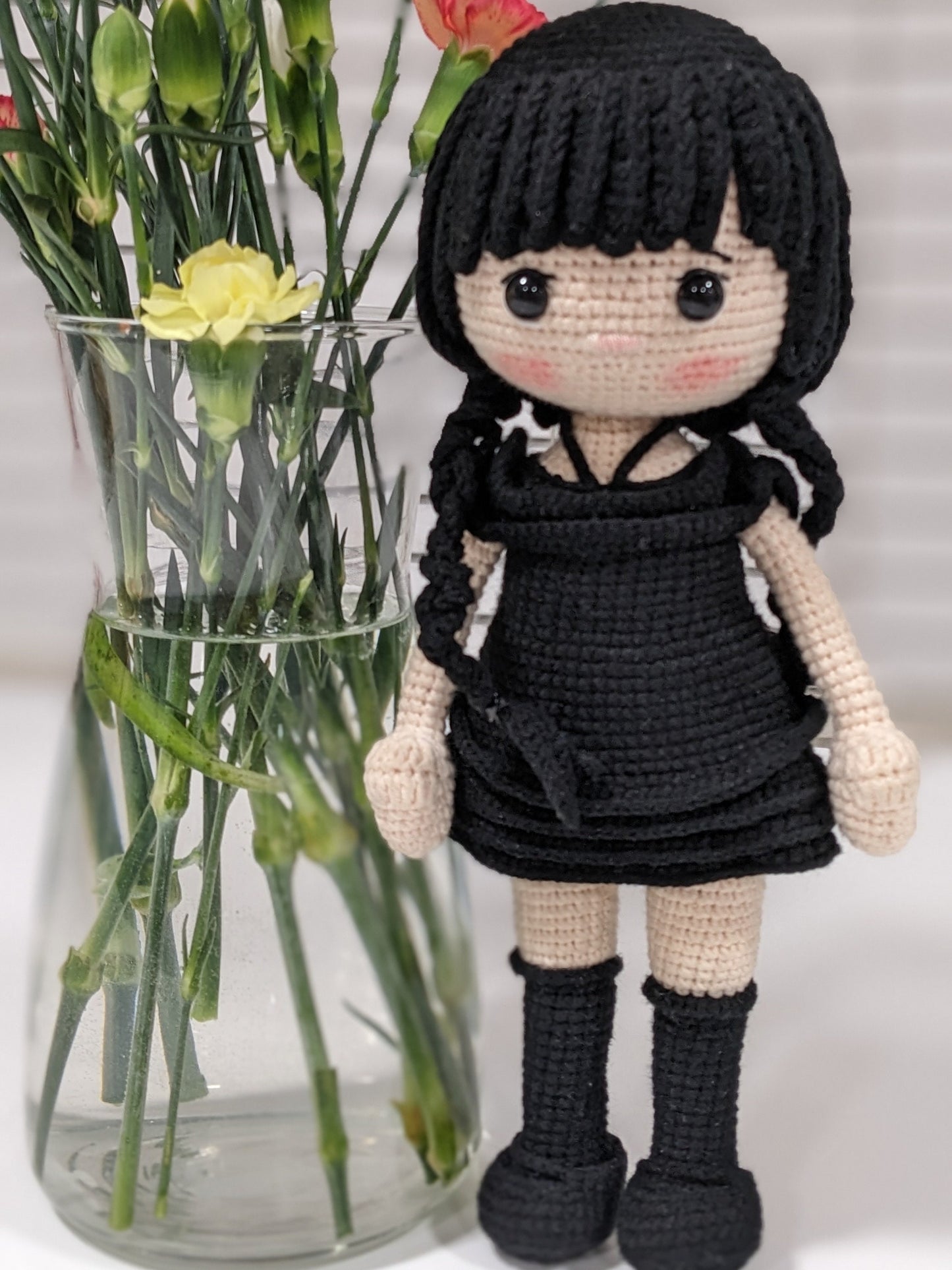 Wednesday Addams Doll, Handmade Crochet, Amigurumi Doll, Addams Family
