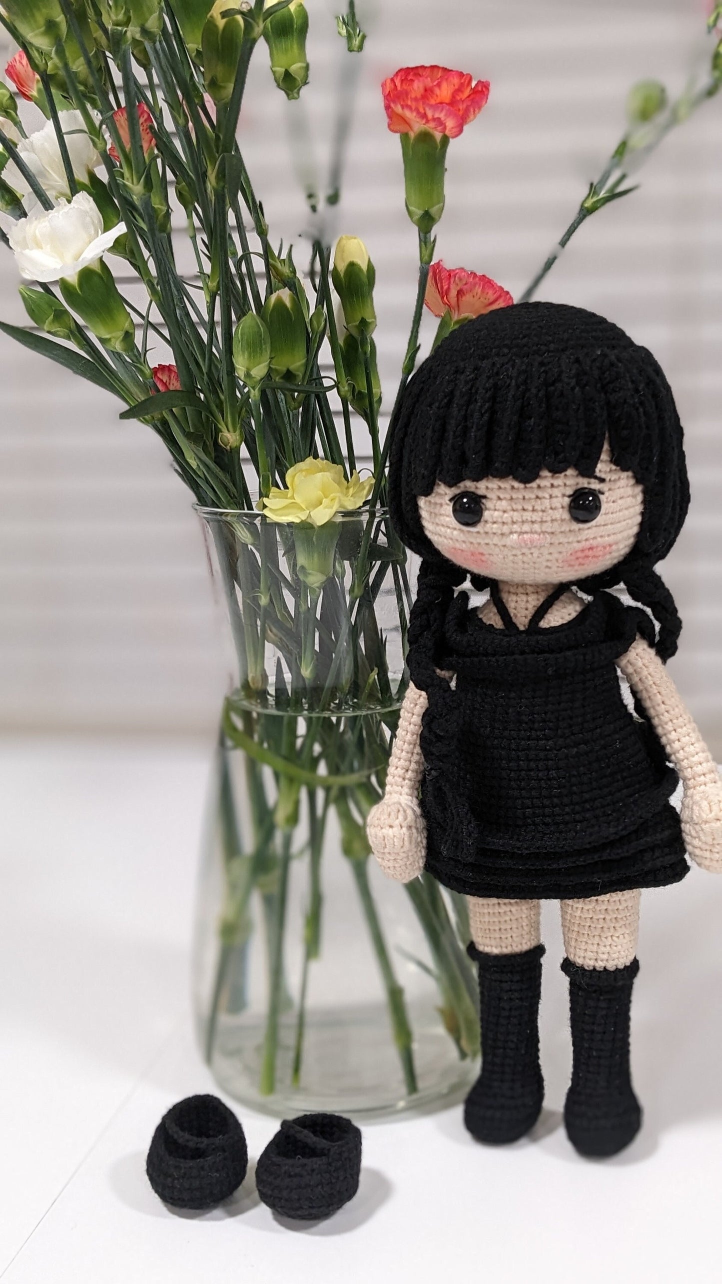 Wednesday Addams Doll, Handmade Crochet, Amigurumi Doll, Addams Family
