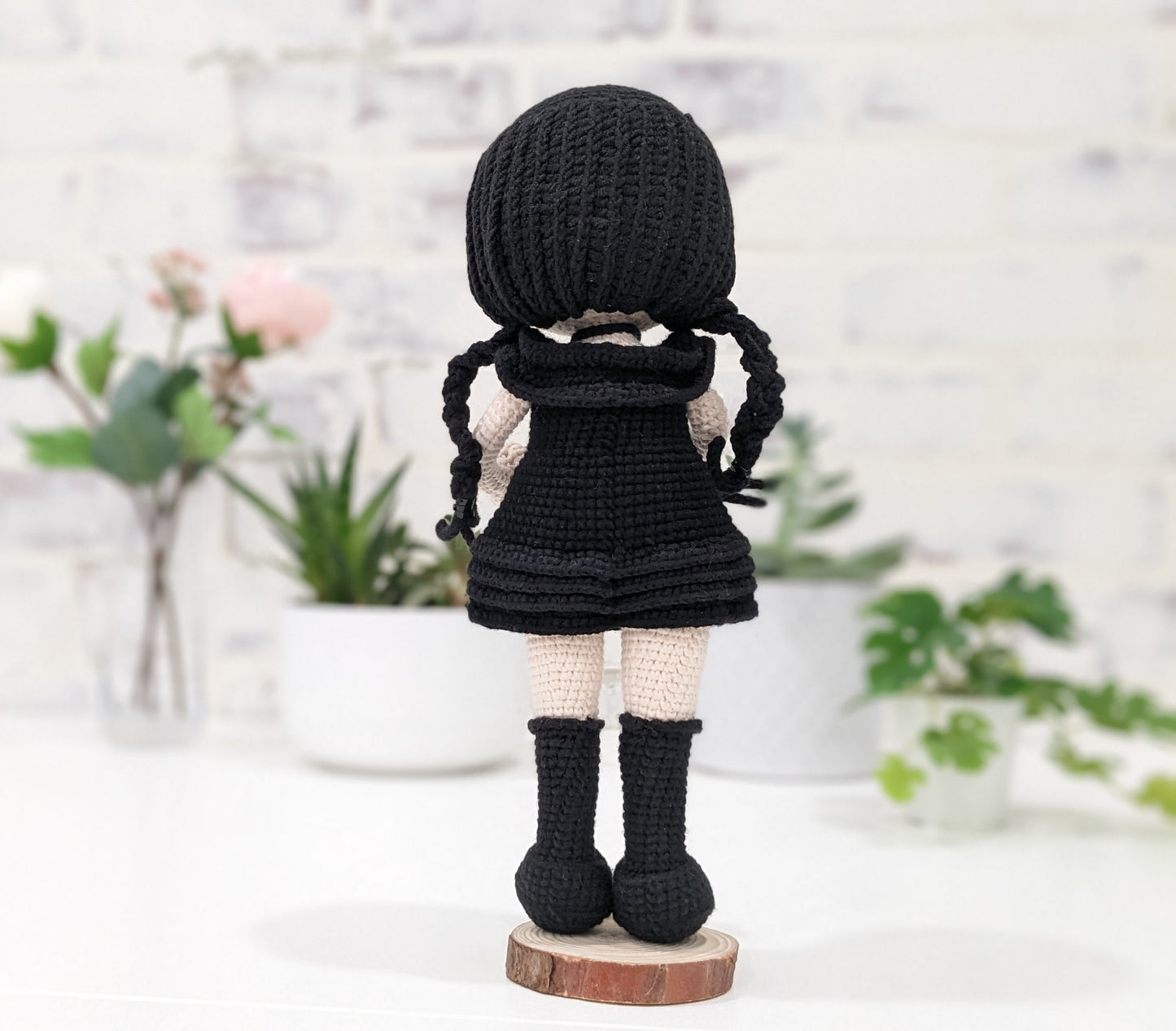 Wednesday Addams Doll, Handmade Crochet, Amigurumi Doll, Addams Family
