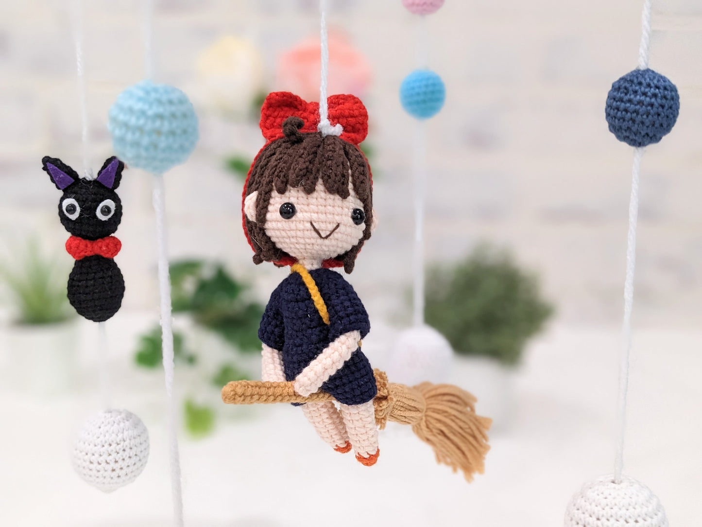 Baby Crib Mobile, Kiki's Delivery Service, handmade crochet, Baby Shower gift, Miyazaki Studio Ghibli, Ready made in stock!