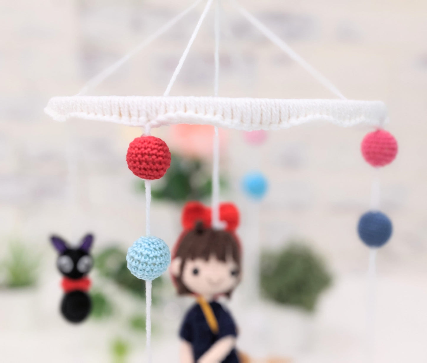 Baby Crib Mobile, Kiki's Delivery Service, handmade crochet, Baby Shower gift, Miyazaki Studio Ghibli, Ready made in stock!