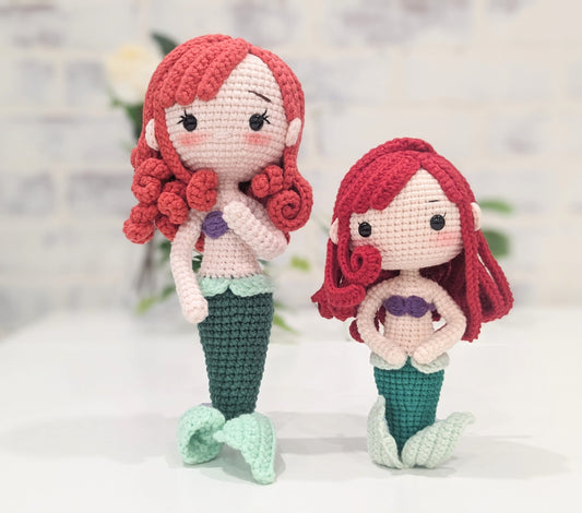 Princess Doll, Handmade Crochet Amigurumi, Disney Princess Ariel, Little Mermaid, Large doll