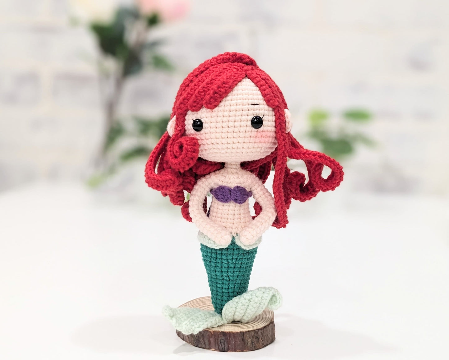 Princess Doll, Handmade Crochet Amigurumi, Disney Princess Ariel, Little Mermaid, Large doll