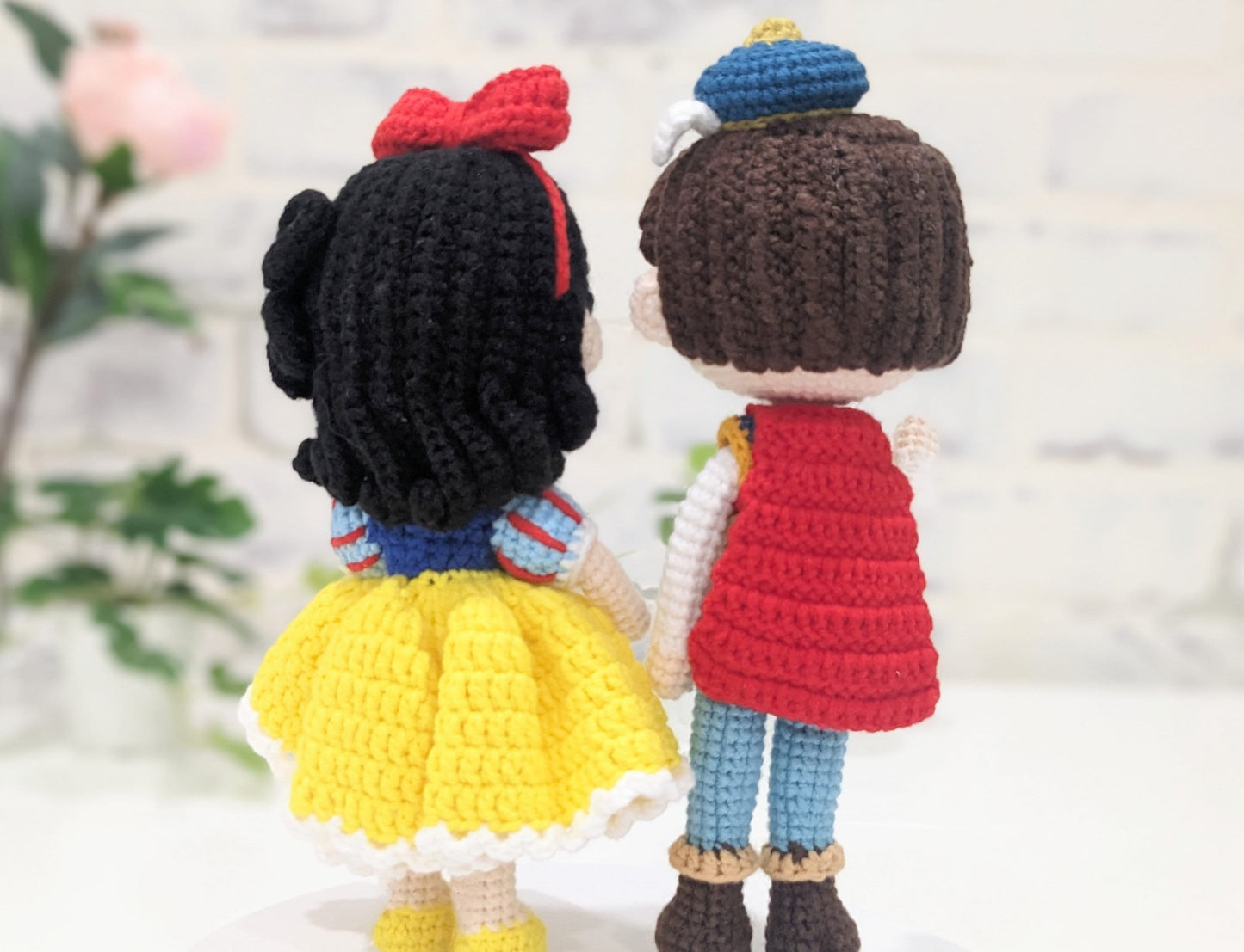 Snow White & Prince Charming Set of 2, Handmade Crochet Amigurumi Dolls