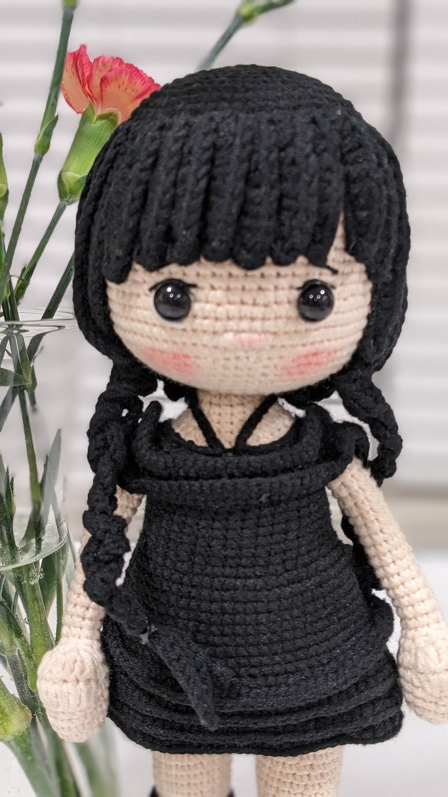Wednesday Addams Doll, Handmade Crochet, Amigurumi Doll, Addams Family