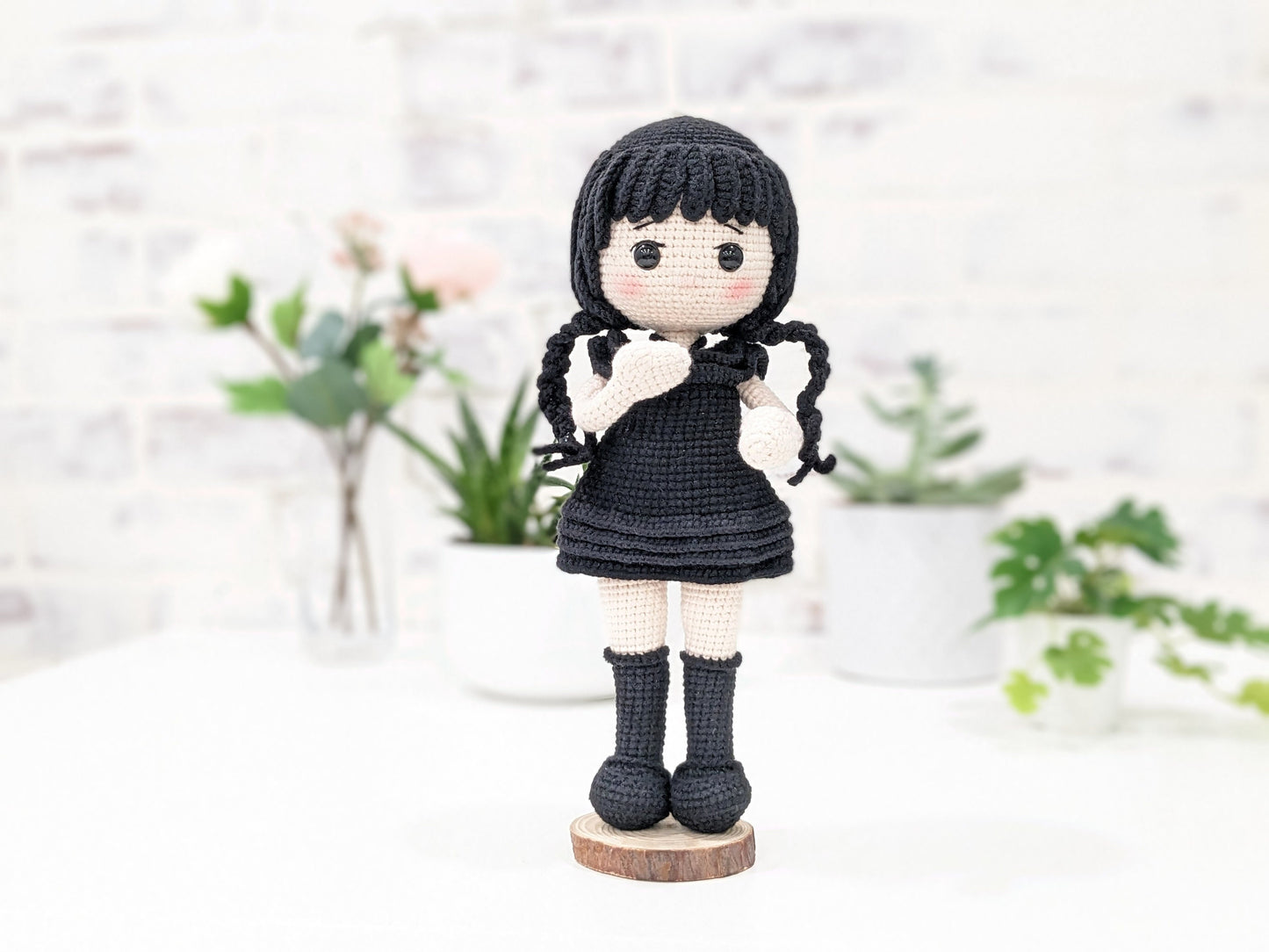 Wednesday Addams Doll, Handmade Crochet, Amigurumi Doll, Addams Family