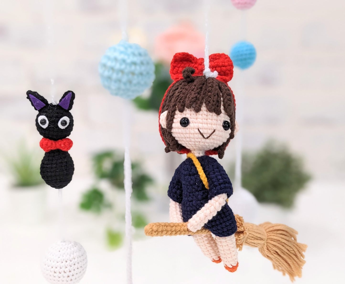 Baby Crib Mobile, Kiki's Delivery Service, handmade crochet, Baby Shower gift, Miyazaki Studio Ghibli, Ready made in stock!