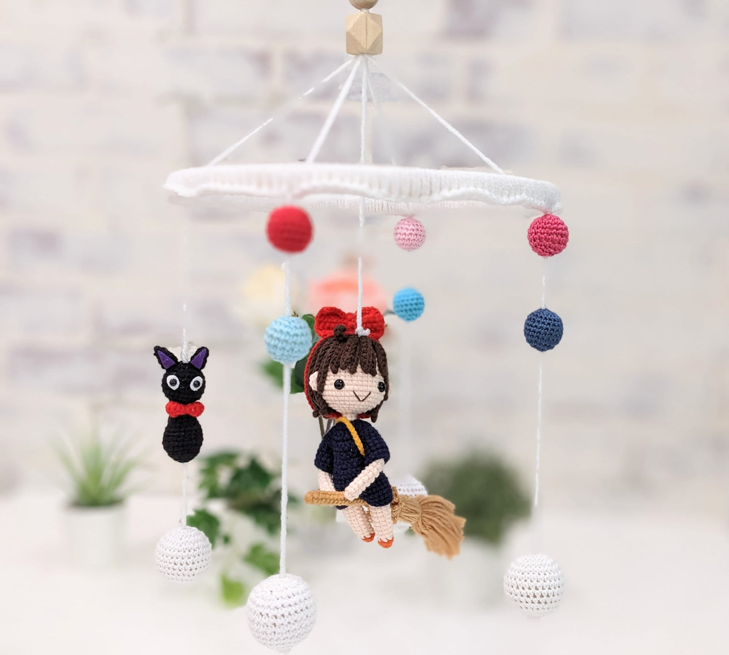 Baby Crib Mobile, Kiki's Delivery Service, handmade crochet, Baby Shower gift, Miyazaki Studio Ghibli, Ready made in stock!