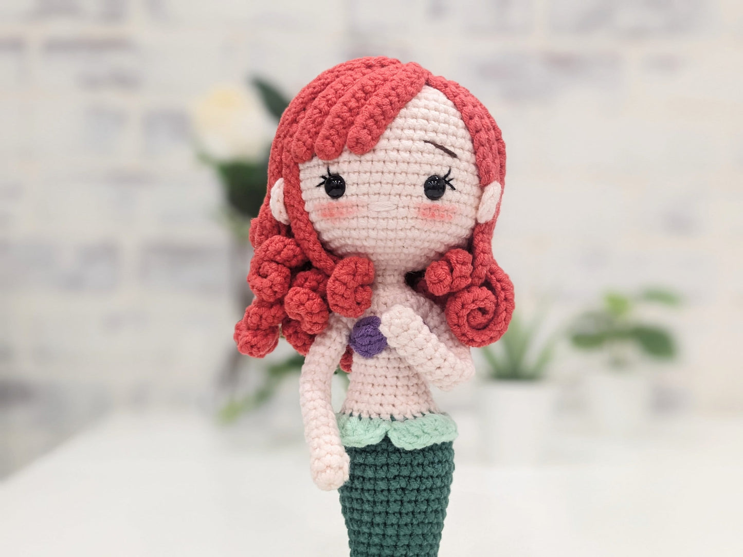 Princess Doll, Handmade Crochet Amigurumi, Disney Princess Ariel, Little Mermaid, Large doll
