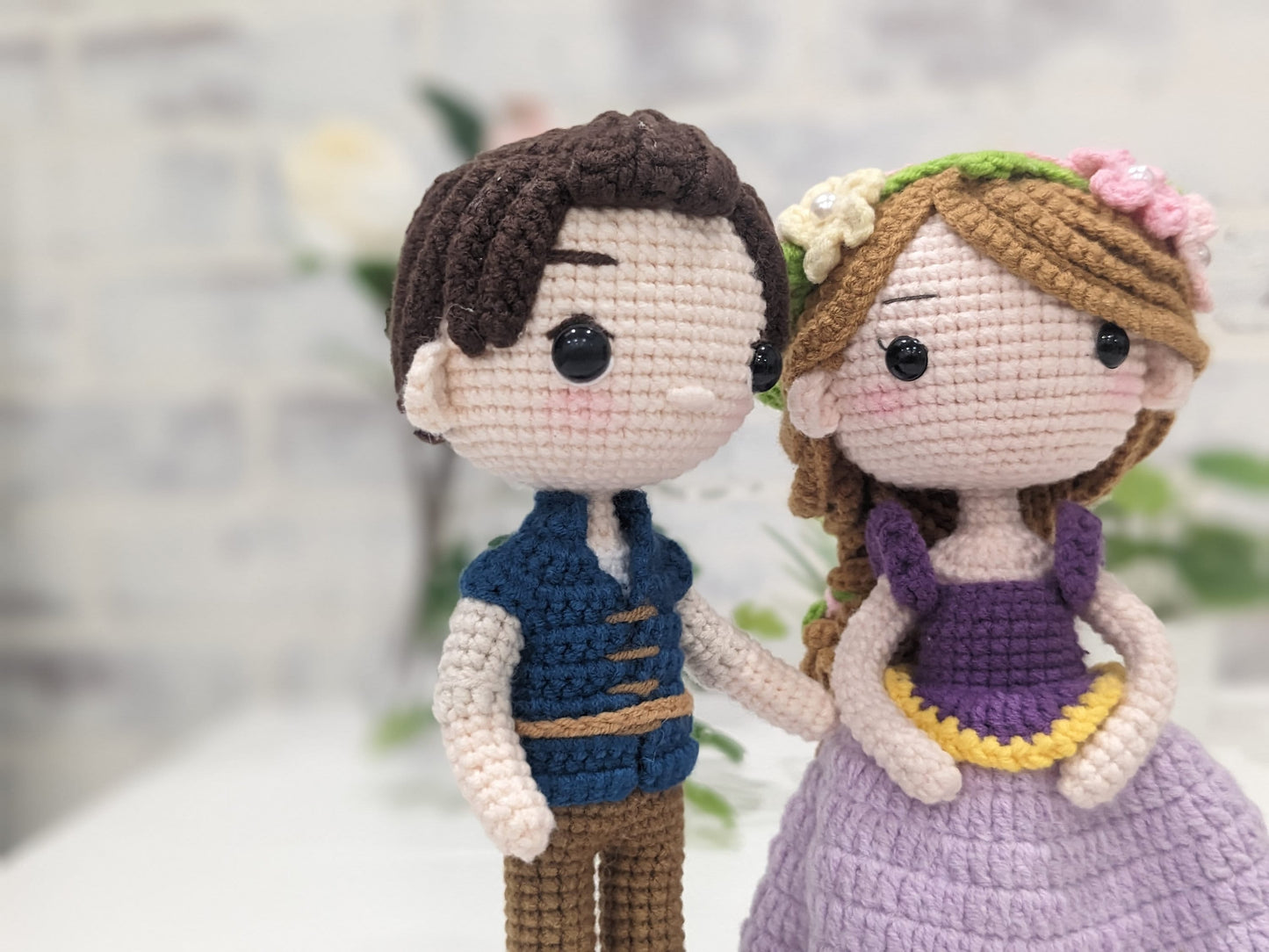 Rapunzel and Flynn Rider, Set of 2, Handmade Crochet Amigurumi Dolls