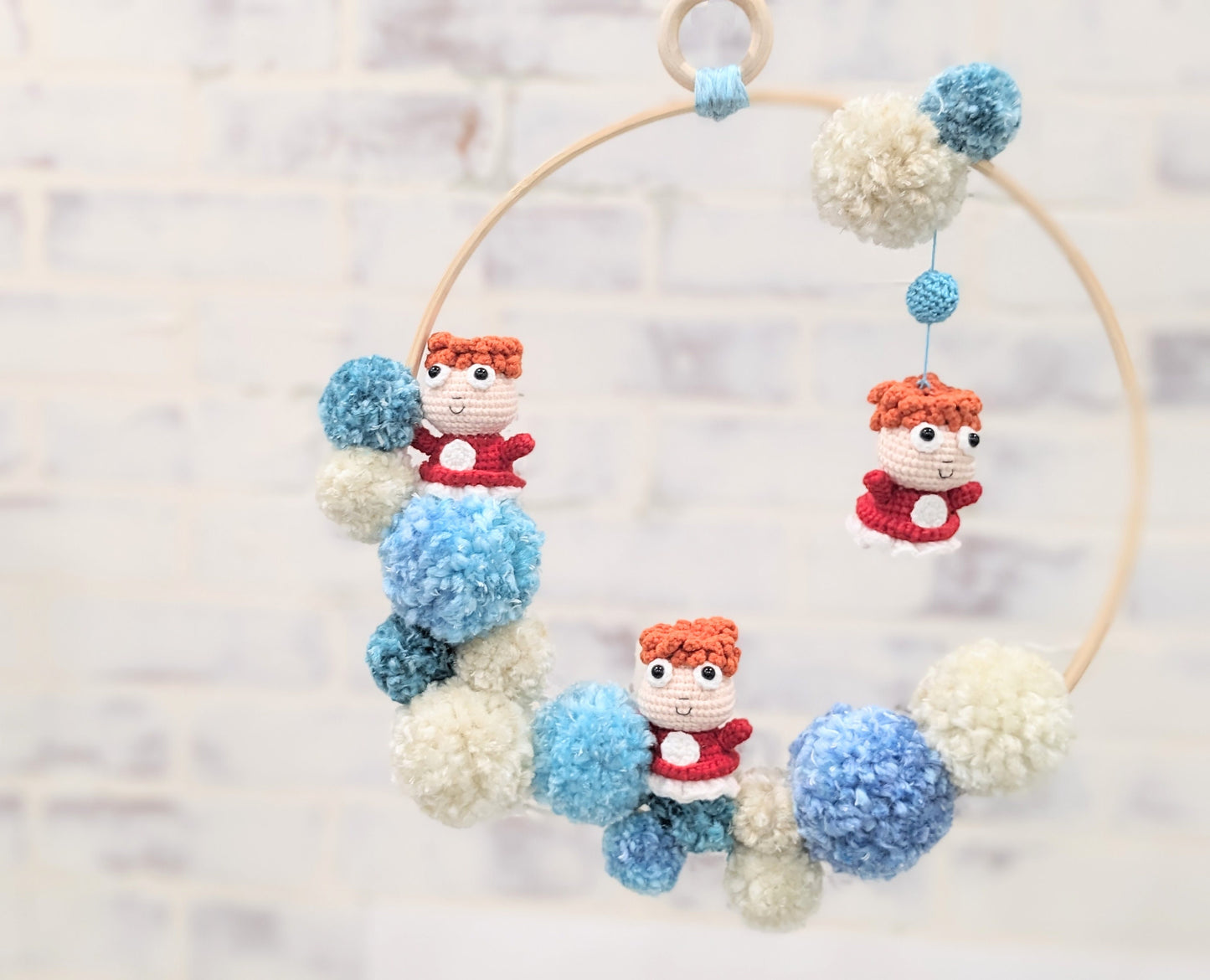 Baby Nursery Display, Ponyo, handmade crochet, Baby Shower gift, Miyazaki Studio Ghibli, Ready made in stock!