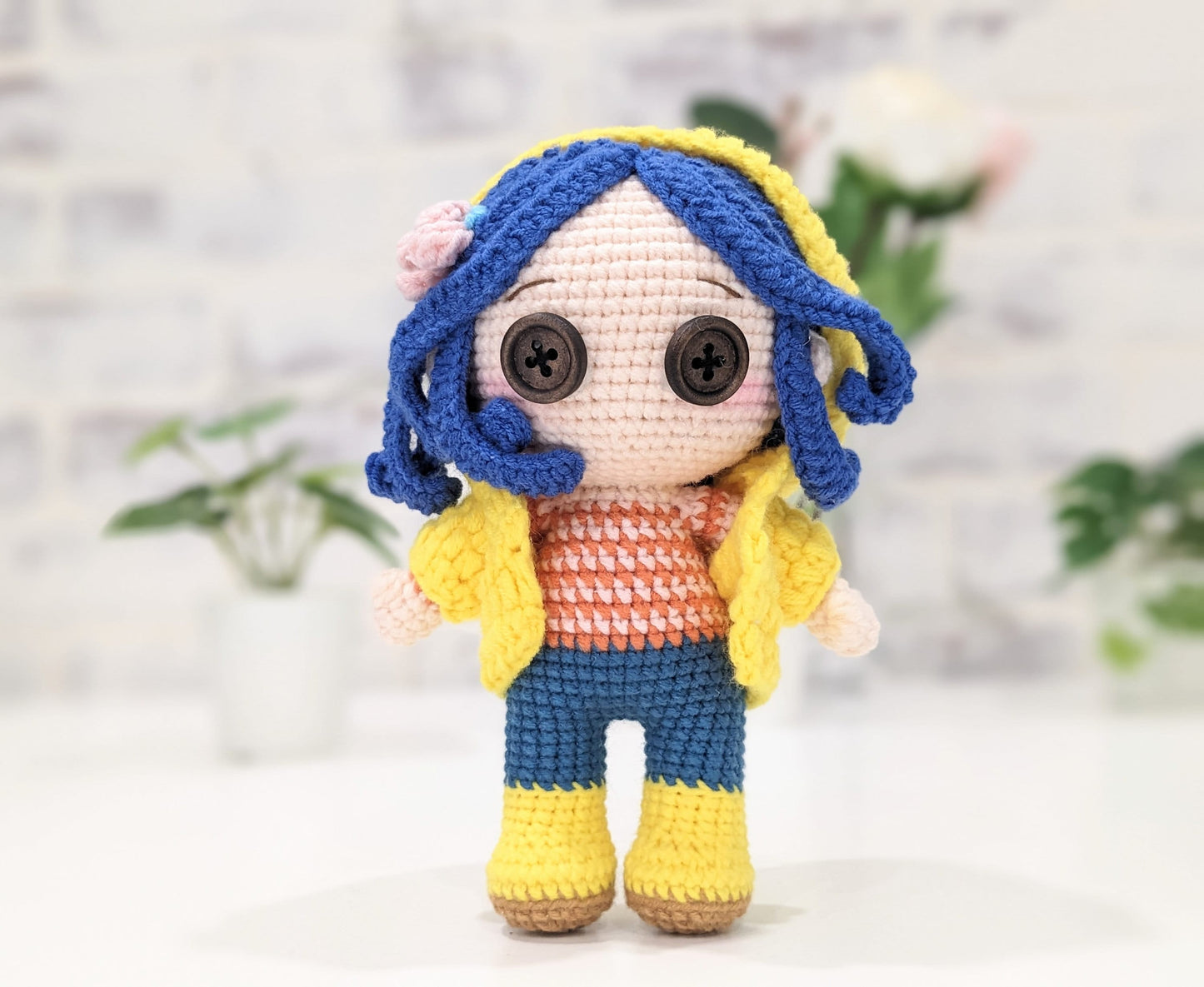 Coraline Doll, Handmade Crochet Amigurumi, Animation, Readymade Finished, Ready to Ship!