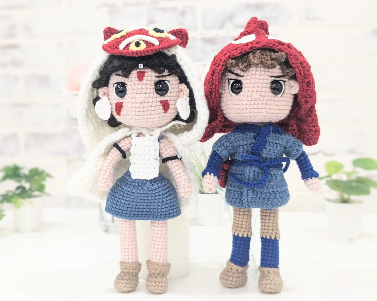 Princess Mononoke and Ashitaka, Handmade Crochet Amigurumi Doll, Ghibli, Miyazaki, readymade, in stock!