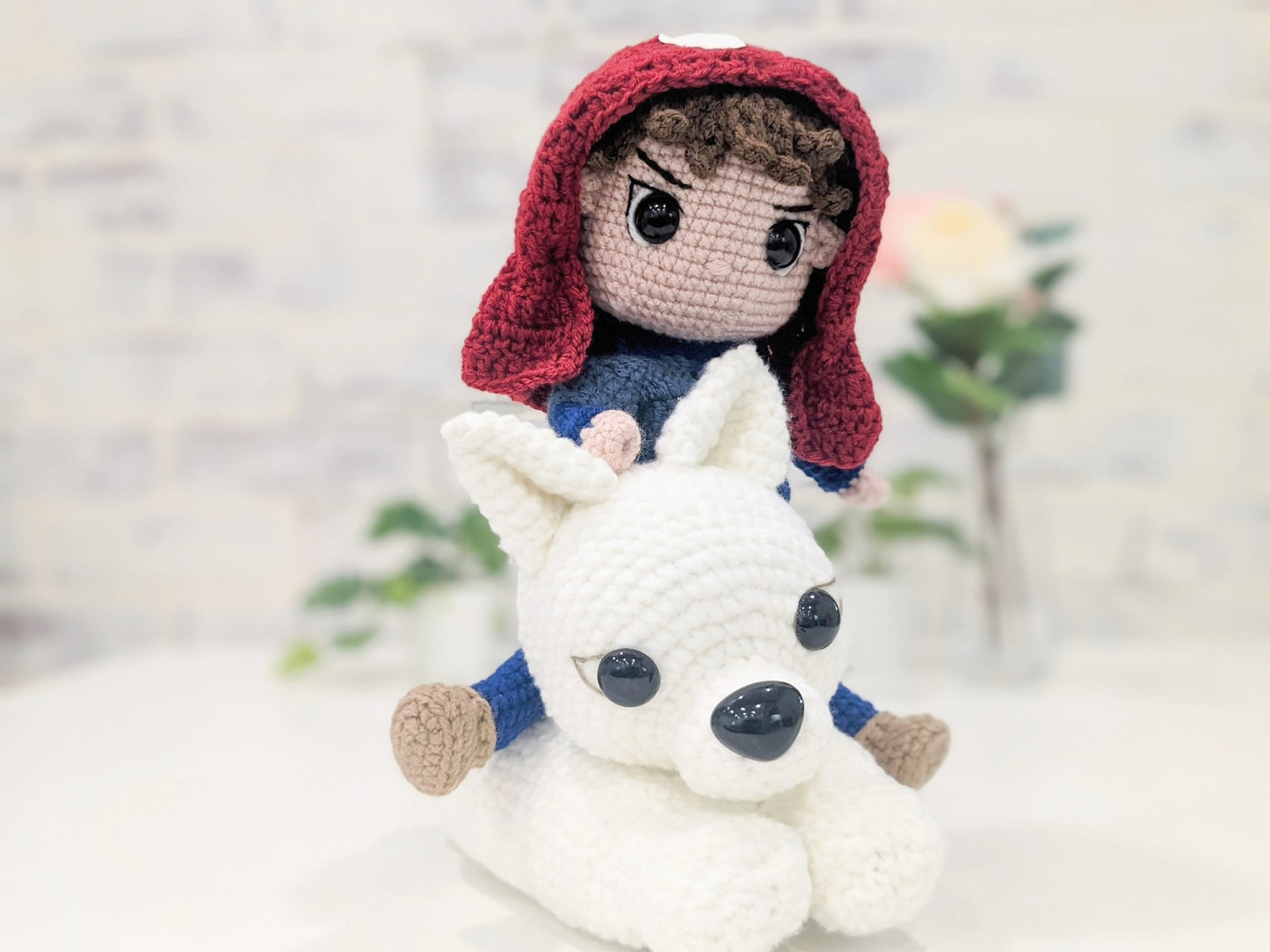 Princess Mononoke and Ashitaka, Handmade Crochet Amigurumi Doll, Ghibli, Miyazaki, readymade, in stock!