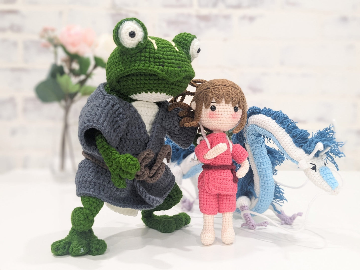 Reserved for Brian***** Aogaeru Frog Spirit, Spirited Away, Handmade Crochet Amigurumi Doll, Ghibli, Miyazaki, readymade, in stock!