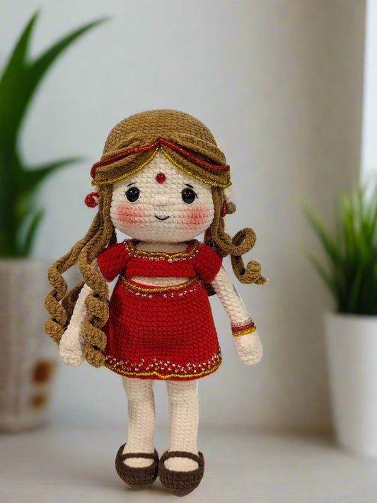 Girl Amigurumi doll - Indian style Dress - Handmade Crochet