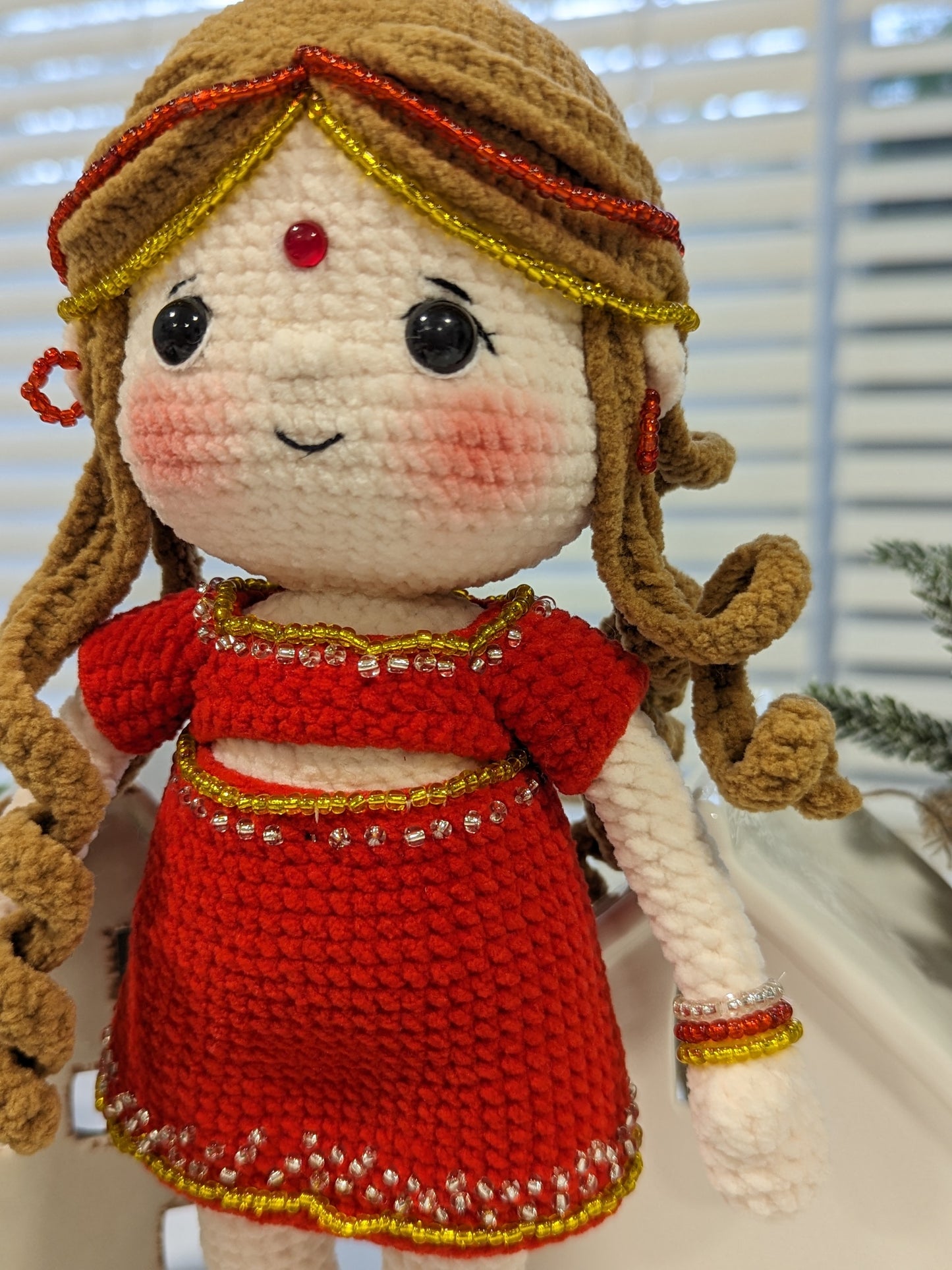 Girl Amigurumi doll - Indian style Dress - Handmade Crochet