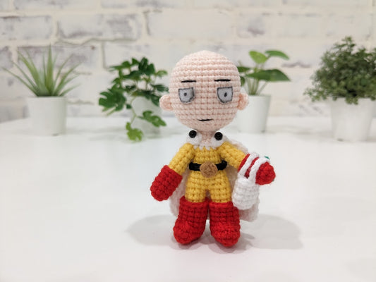 One Punch Man Doll - Saitama - Ready to Ship - Handmade Amigurumi Crochet