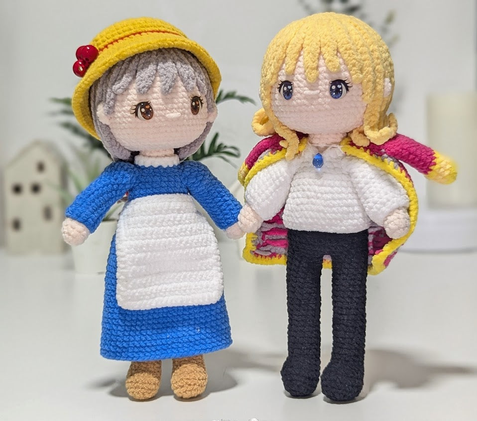 Howl’s Moving Castle Amigurumi Set - Howl & Sophie - Handmade Crochet