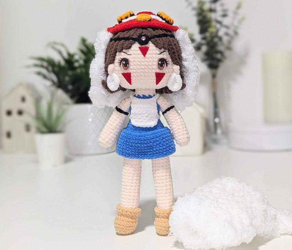 Princess Mononoke Doll Studio Ghibli Inspired Handmade Crochet Amigurumi