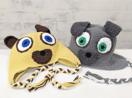 Puppy Dog Pals, Bingo & Rolly, Handmade Crochet Beanie, Toque, Winter Hat with Ear Flaps, Christmas Present!