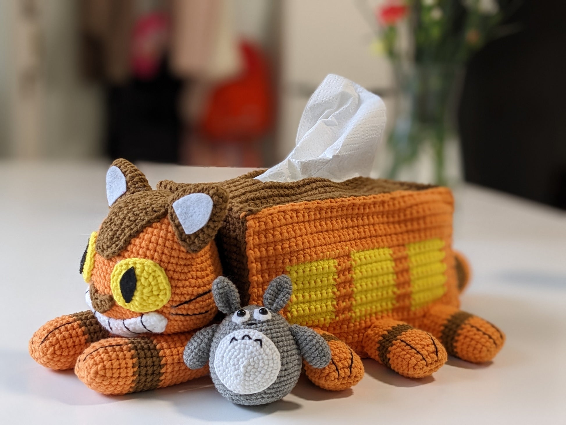 Catbus, My Neighbor Totoro,Handmade Crochet Amigurumi Doll, Ghibli, Miyazaki, readymade, in stock!