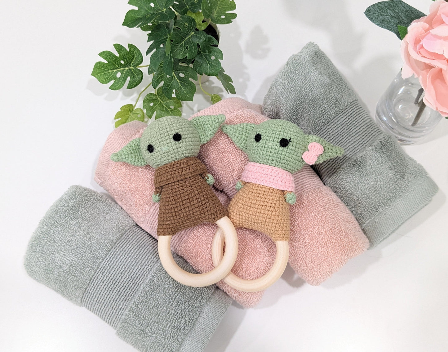 Baby rattle and Lovey, Crib Toys, Baby Yoda Grogu rattle and Lovey, Baby Shower Gift!