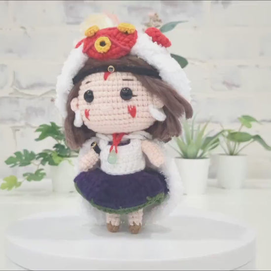 Princess Mononoke, Handmade Crochet Amigurumi Doll, Ghibli, Miyazaki, readymade, in stock!