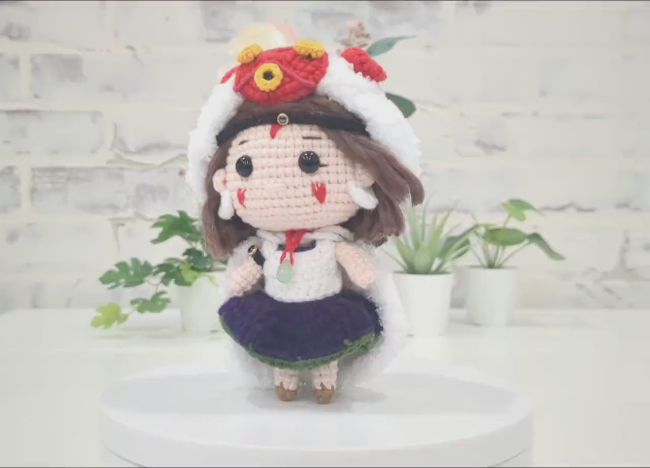 Princess Mononoke, Handmade Crochet Amigurumi Doll, Ghibli, Miyazaki, readymade, in stock!